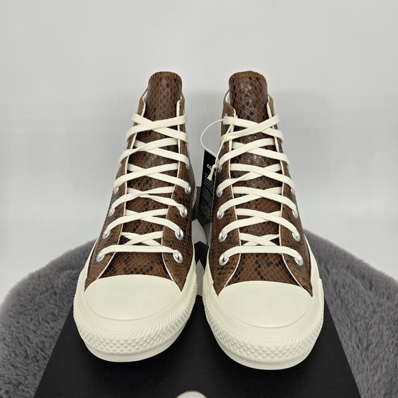 Converse Chuck Taylor All Star High Snakeskin Dark Whiskey Women's Shoes Size 6 - Picture 2 of 8